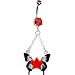 Red Star Butterfly Tattoo inspired Dangle Belly button Navel Ring 14 gauge