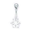 Solid 14k White Gold Cubic Zirconia Flower Belly Ring