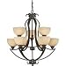 Forte Lighting - 2356-09-32:3+6 LT Chandelier - Antique Bronze Finish/Tapioca Glass