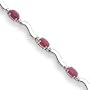 14k White Gold Rubies Fancy Diamond Ruby Bracelet - 7 Inch - Lobster Claw - JewelryWeb
