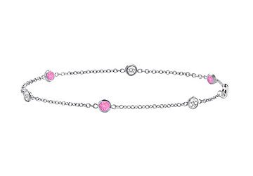 Pink Sapphire and Diamond Bracelet : 18K White Gold - 0.75 CT TGW