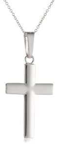 14k White Gold Cross Pendant, 18