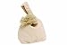 Cream beige wrist bag in linen with corsage flower