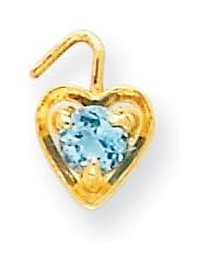 14k Gold December Birthstone Heart Charm