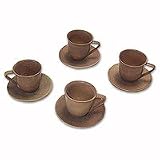 Ceramic teacups, 'Brown Sawo' (set for 4)