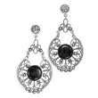 .925 Silver, Black Onyx & Marcasite Earrings