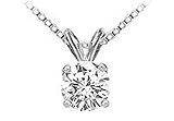 14K White Gold : Round Diamond Solitaire Pendant - 0.75 CT. TW.