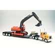 Peterbilt Big Rig Truck with Backhoe Cargo: Diecast and Plastic Model - 1:32 scale