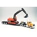 Peterbilt Big Rig Truck with Backhoe Cargo: Diecast and Plastic Model - 1:32 scale