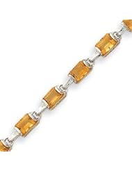 Sterling Silver Rectangular Citrine Bracelet - 7.25 Inch
