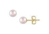 Akoya Cultured Pearl Stud Earrings : 14K Yellow Gold 6 MM