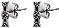Celtic Letter "I" Pewter Stud Earrings