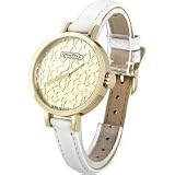 21Eh77fBUXL. SL160  Coach Miranda Signature Gold Dial White Strap Water Resistant Wrist Watch Womens