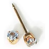 INVERNESS 24K Gold Plate Birthstone Gems 3mm Piercing Earrings March Aquamarine 83C or 83E