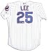 Derrek Lee Autographed/Hand Signed Chicago Cubs Pinstripe Majestic Authentic Jersey