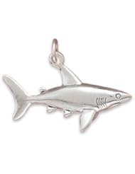 Sterling Silver Charm Pendant Shark Great White 3d