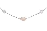41 Carat Rose Quartz and Cultured Pearl Sterling Silver Necklace
