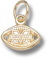 Michigan Wolverines Solid 10K Gold ''M'' Pierced Football 1/4'' Pendant