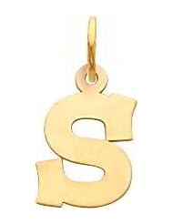 14K Yellow Gold Small Block Intial Letter S Charm