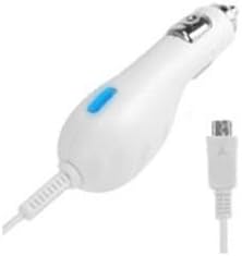 Premium Super Alcatel POP 4s Car Charger with BLUE LED and Heavy Duty 9ft Coiled Cord with MicroUSB! (WHITE, BULK, 1A)