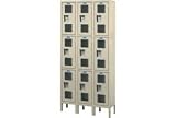 Hallowell Safety-View Locker Triple Tier 12x15x24 9 Doors Assembled Parchment