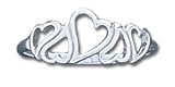 Solid Sterling Silver Heart Shaped Light Ring