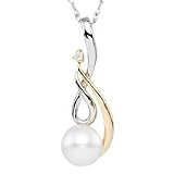 10k Yellow and White Gold Pearl Diamand Pendant