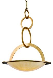 Corbett-Lighting 62-75 CIRQUE 5LT INV PENDANT, CHAMPAGNE LEAF Finish - ANTIQUE PEARL Glass