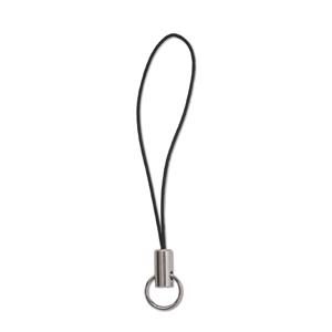 Cell Phone Strap Black/ Silver Tone Split Ring
