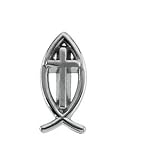 10K Yellow Gold 13.75X06.25 mm Fish W/Cross Lapel Pin