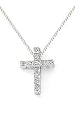 9ct White Gold Diamond Set Cross.