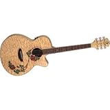 Luna Guitars Flora Rose Folk Acoustic-Electric Guitar Quilted Maple With Clear Finish