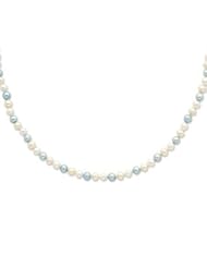 Sterling Silver 5-6mm Blue & White FW Cultured Pearl Necklace