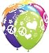 Peace Sign Love Latex Balloons Qualatex 11 Inch (6) hippie party decorations
