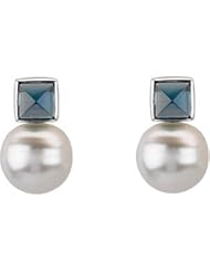 06.00 MM/12.00 MM Fine Ci 14K White Gold South Sea Cultured Pearl And Genuine London Blue Topaz Earring