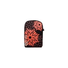 Fabric Bag with Belt Loop & Optional Carabiner (Orange Flower On Black) for Agfa camera by CellularFactory