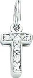 Sterling Silver CZ Initial Letter T Charm Pendant New