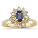0.25 Ct Diamond & 0.60 Cts Blue Sapphire Solitaire Ring in 14K Yellow Gold-6.0