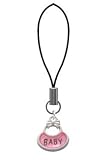 2-Sided Pink Baby Bib Cell Phone Charm [Jewelry]