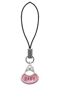 2-Sided Pink Baby Bib Cell Phone Charm [Jewelry]