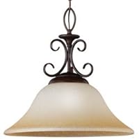 Sea Gull Lighting 65105-72 Monteclaire One-Light Pendant, Olde Iron Finish with Amber Scavo Glass