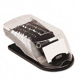Rolodex 1734224 Rolodex Distinctions Covered Tray Card File, 300-Card Capacity, Silver/Black