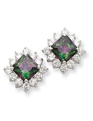 Sterling Silver Mystic and Clear CZ Earrings QE2946"