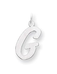 14k Gold White Gold Large Script Initial G Charm