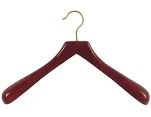 Wooden Curved Deluxe Coat Hangers Walnut/Brass Finish Box of 12