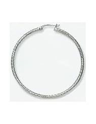 14k White Gold Diamond Cut Hoop Earrings