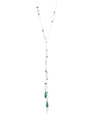 Dana Kellin Faux Lariat in Tonal Blues and Mixed Metals Necklace