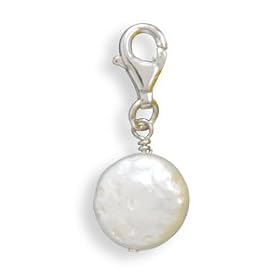 Cultured Freshwater Coin Pearl Charm (Free Shipping)