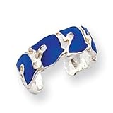 Sterling Silver Blue Enameled Dolphin Toe Ring