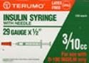 Insulin Syringe U-100 3/10cc, 29ga x 1/2" (Terumo) 100/box